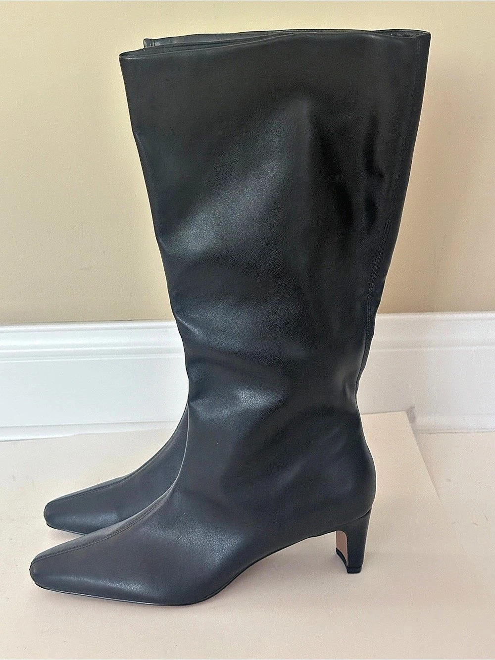 NEW Splendid June Black Leather Pointed-Toe Heeled Boots US 9.5